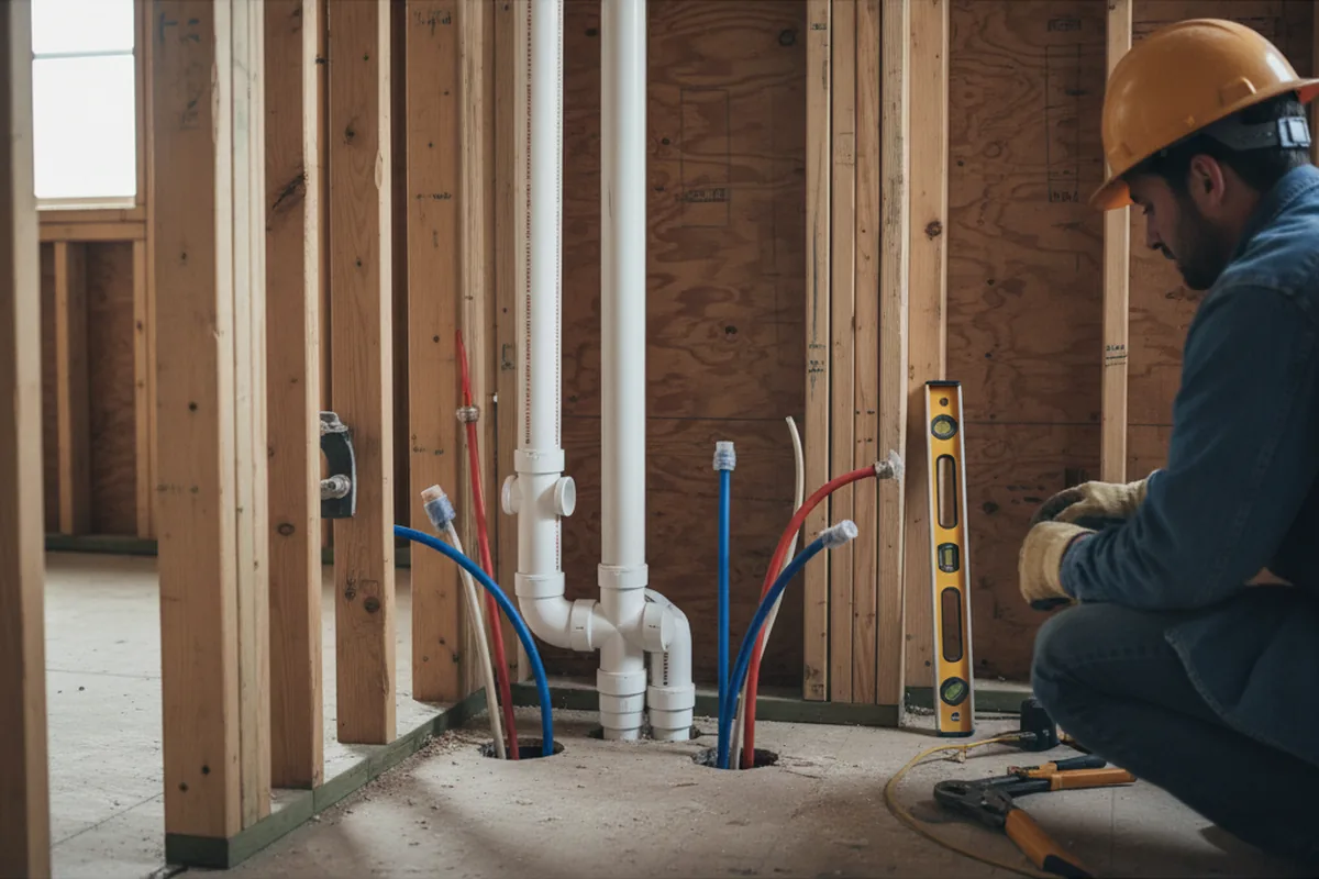 Drain and supply rough-in during Sump Pump Repair in West Middlesex