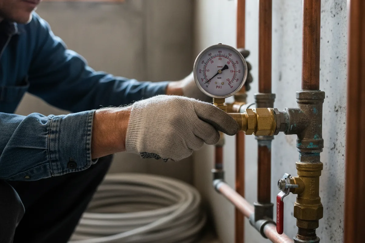 Pressure testing a repaired line during Water Line Repair in West Middlesex